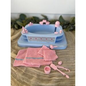 1987 Barbie Heart Family Bathtub Set doll playset‎ Mattel vintage pink towel